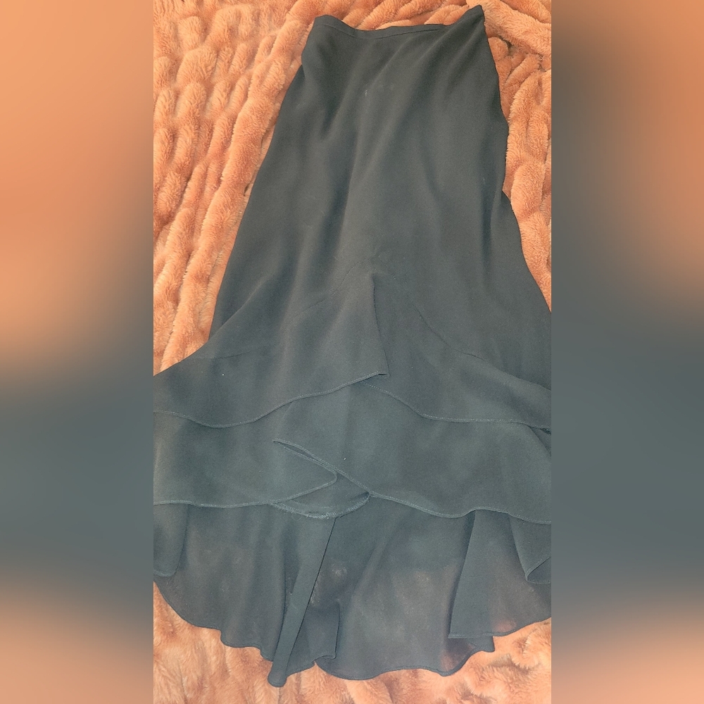 Chiffon Black Layered High Low Skirt